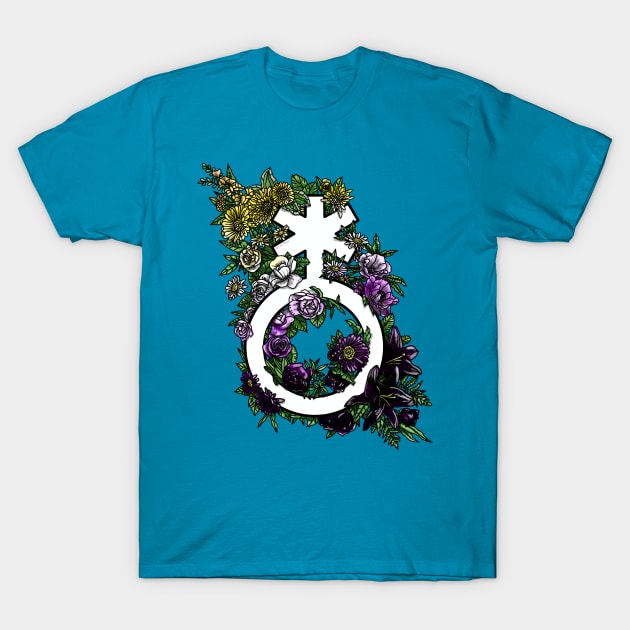 Non-binary Symbol Flowers Enby T-Shirt by Art by Veya